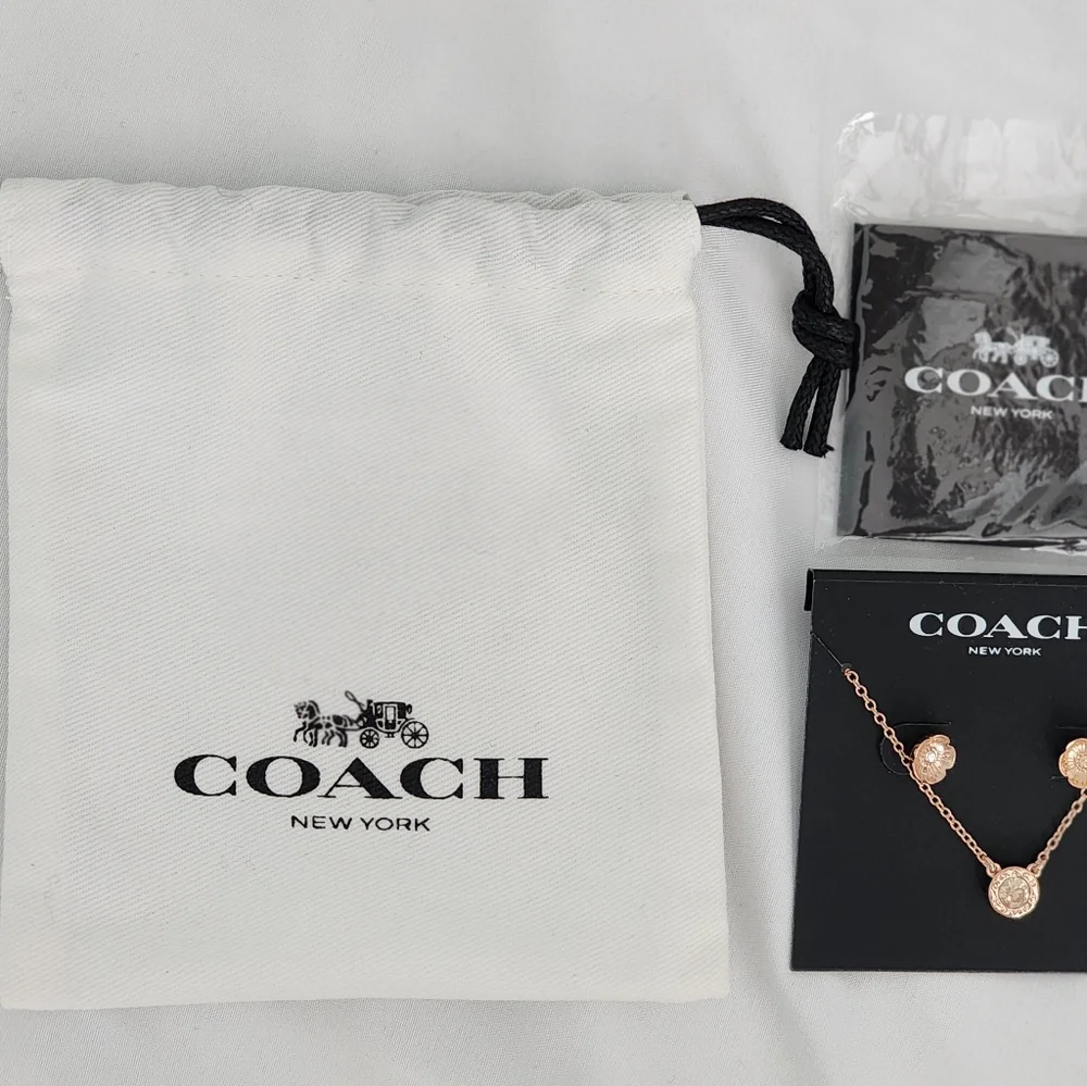 New Authentic Coach Open Circle Necklace and earring set. $30 - Picture 2 of 3